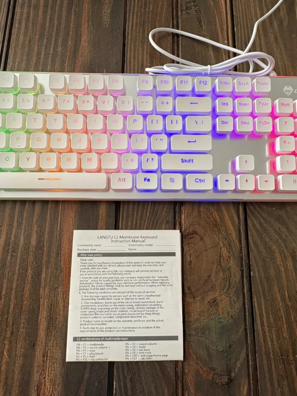 LANGTU Keyboard Lights On or Off USB for MAC and PC
